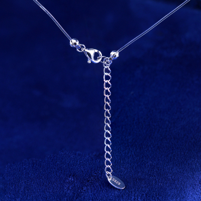 ??New Invisible Choker??Delzzad 1-2ct Luxury Transparent Mermaid Tear Pendant Solitaire Two Prong Wedding Pendant Necklace Clear Chain D Color Synthetic Moissanite S925 Bling Necklace Chain Birthday Anniversary Wedding Gift