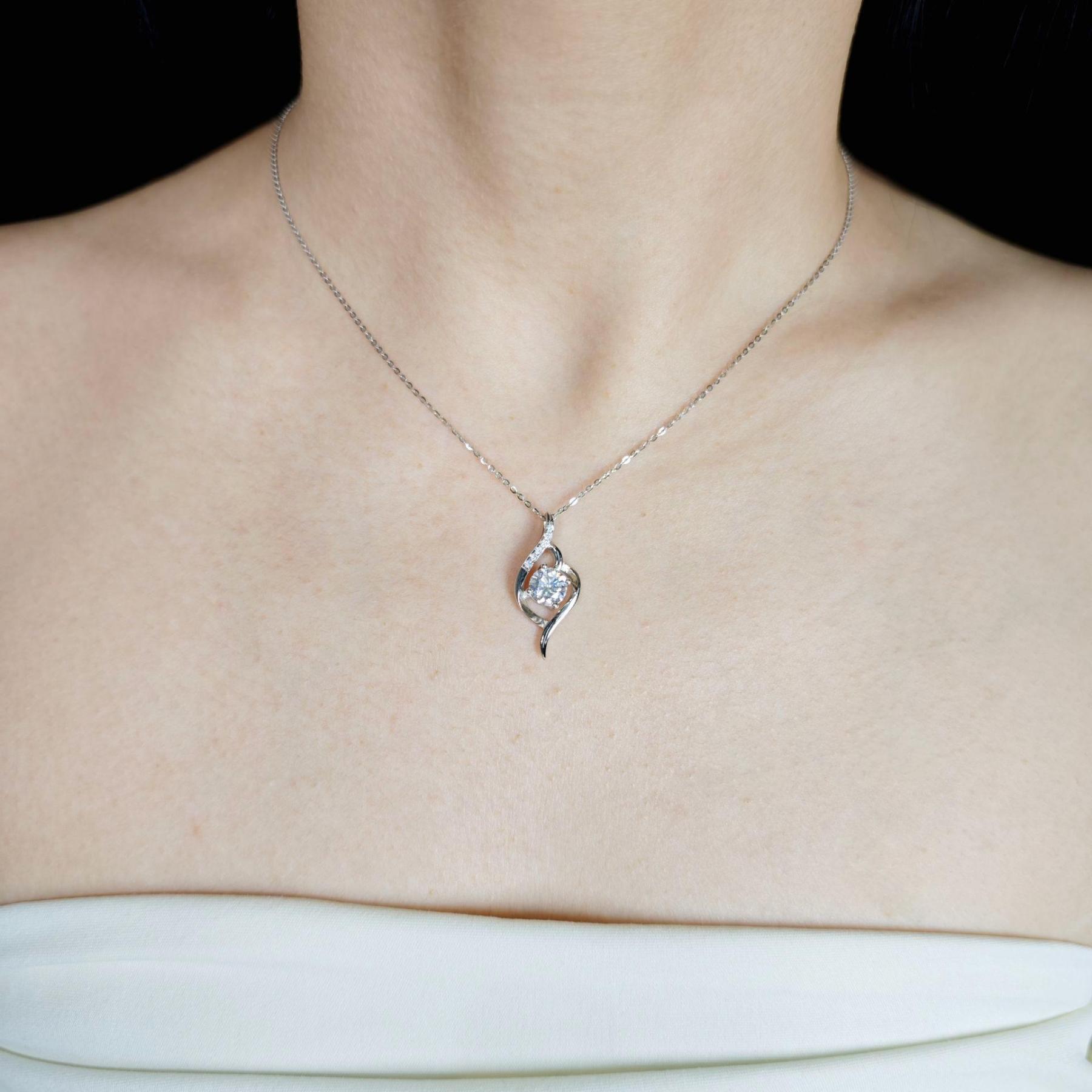 Delzzad S925 Synthetic Moissanite Diverse Sparkling Charm Necklace Pendant Valentine's Day Lover Gifts for Women