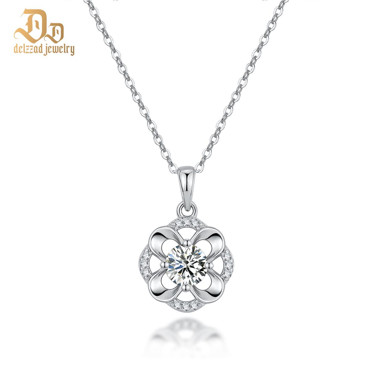 Delzzad S925 Synthetic Moissanite Diverse Sparkling Charm Necklace Pendant Valentine's Day Lover Gifts for Women