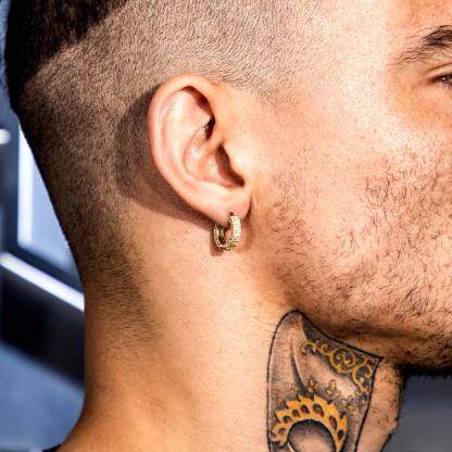 Delzzad S925 Round VVS Synthetic Moissanite Iced Hoop Earring Birthday Valentine's Day Gifts for Men Women