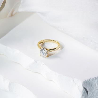 Delzzad 2ct Solitaire Oval Promise Engagement Ring Synthetic Moissanite S925 Wedding Ring Band Jewelry for Women