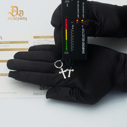 Delzzad S925 Synthetic Moissanite Bling Dainty Cross Hoop Earrings Birthday Anniversary Valentine's Day Gifts for Men Women