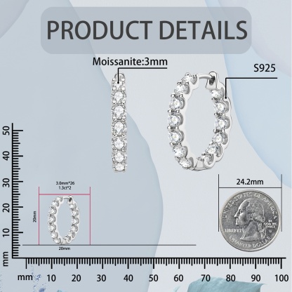 Iced Out Hoop Earrings VVS Synthetic Moissanite S925 Unisex Earrings