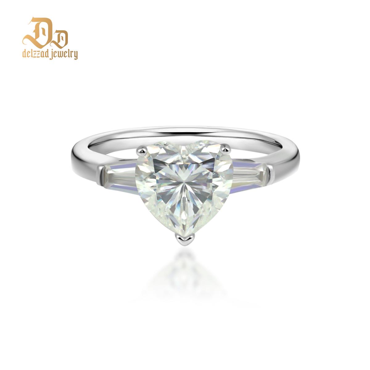 Delzzad S925 2ct Heart Synthetic Moissanite Engagement Ring