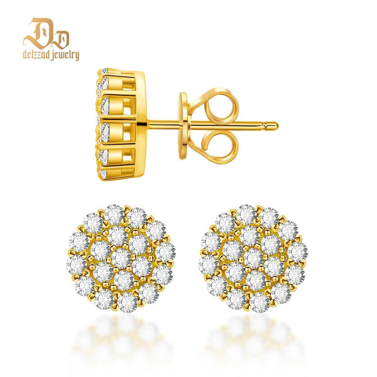 Iced Round Synthetic Moissanite Stud Earrings For Men Women Gift