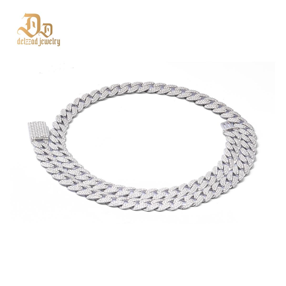 Delzzad Hip Hop Bling Cuban Bracelet Necklace Chain VVS Synthetic Moissanite S925 Unisex Cuban Chain Perfect for Any Occasion & Everyday Wear Birthday Anniversary Gifts