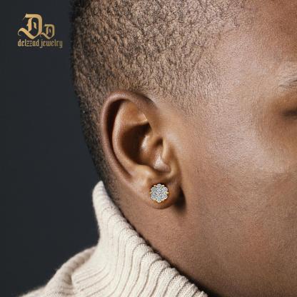 Round Bling Cluster Earrings D Color Synthetic Moissanite S925 Stud Unisex Earrings