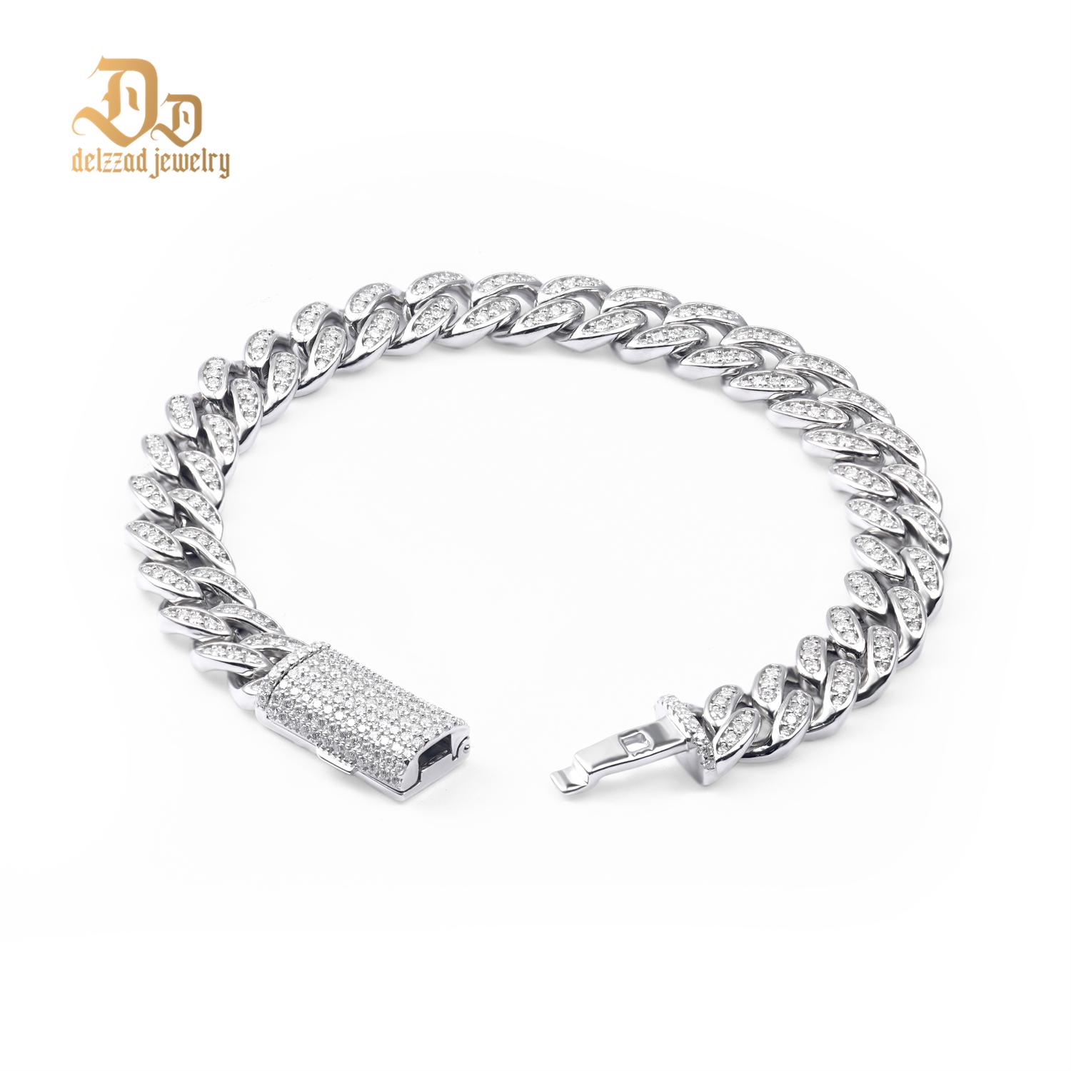 02style S925 VVS Synthetic Moissanite Hip Hop Unisex Cuban Link Bracelet