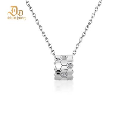 Delzzad S925 Synthetic Moissanite Brillant Honeycombs Hexagon Necklace Birthday Anniversary Gift