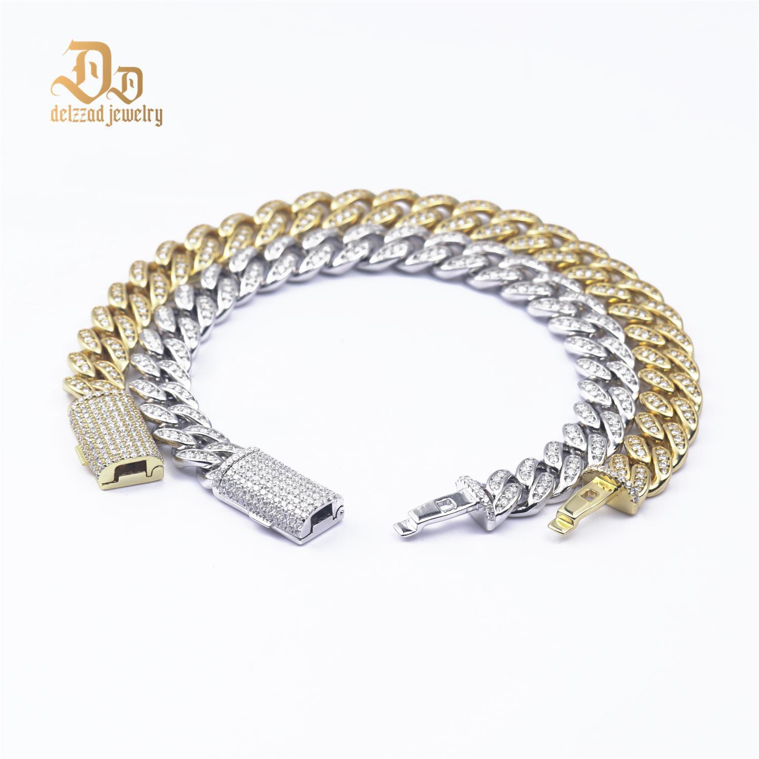 Delzzad Sparkling Hip Hop Cuban Link Bracelet Necklace VVS Synthetic Moissanite S925 Unisex Cuban Chain Perfect for Any Occasion & Everyday Wear Birthday Anniversary Gifts