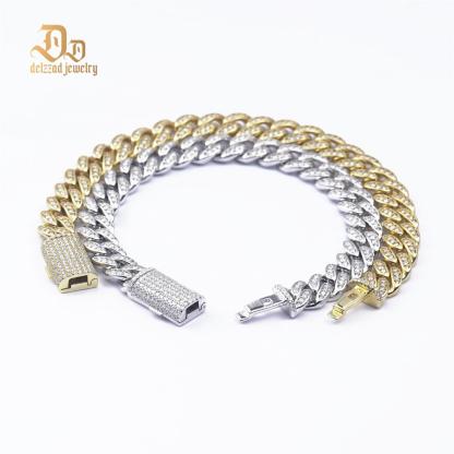 Delzzad Sparkling Hip Hop Cuban Link Bracelet Necklace VVS Synthetic Moissanite S925 Unisex Cuban Chain Perfect for Any Occasion & Everyday Wear Birthday Anniversary Gifts