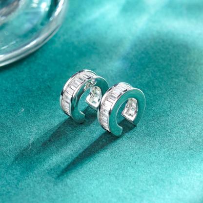 Baguette Single Ear Cuff S925 VVS Synthetic Moissanite Unisex Earrings