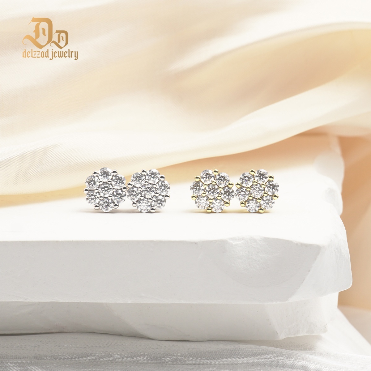 S925 D Color VVS Synthetic Moissanite Flower Stud Earrings Valentine's Day Gifts Jewelry