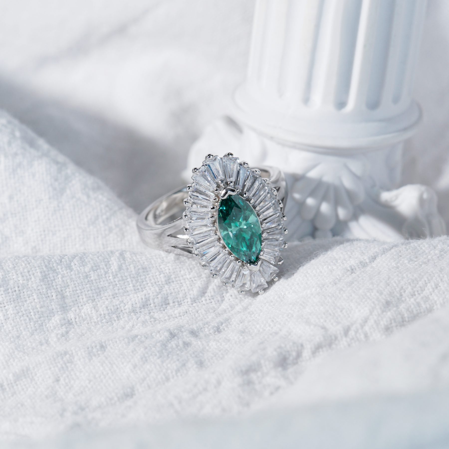 Delzzad 1ct Marquise Synthetic Moissanite Fashion Ring In 925 Sterling Silver Ring Band Jewelry Perfect Birthday Engagement Wedding Anniversary Gift