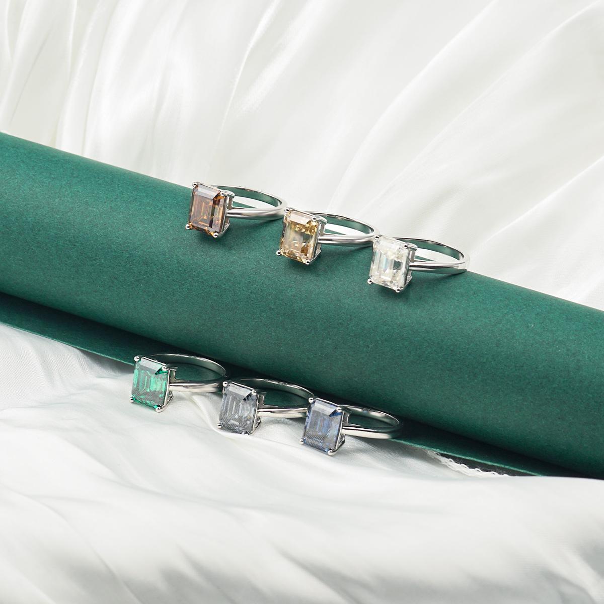 Delzzad 4ct Solitaire Prong Ring Octagon Synthetic Moissanite S925 Ring Band Jewelry Perfect Engagement Anniversary Gift for Men Women Wedding Set