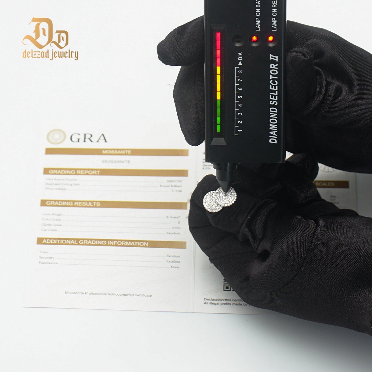 Delzzad S925 Round VVS Synthetic Moissanite Stunning Iced Out Circle Shape Stud Earrings Birthday Valentine's Day Gifts