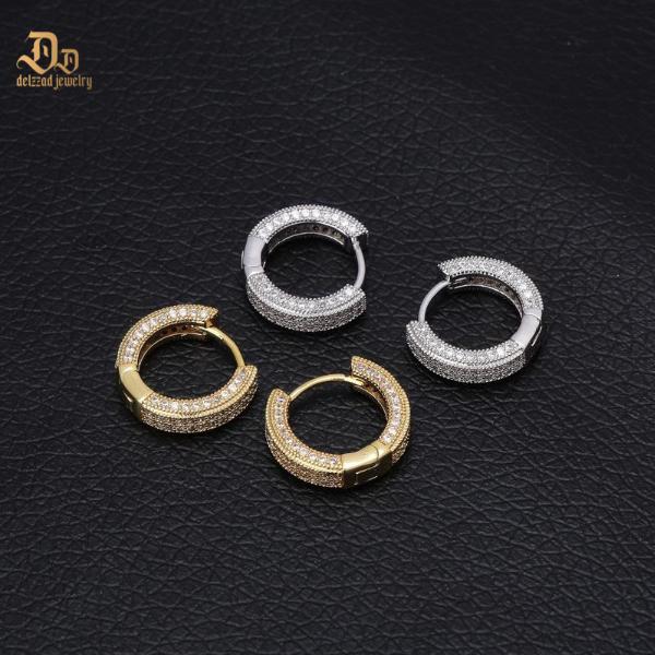 Delzzad S925 Round VVS Synthetic Moissanite Iced Hoop Earring Birthday Valentine's Day Gifts for Men Women