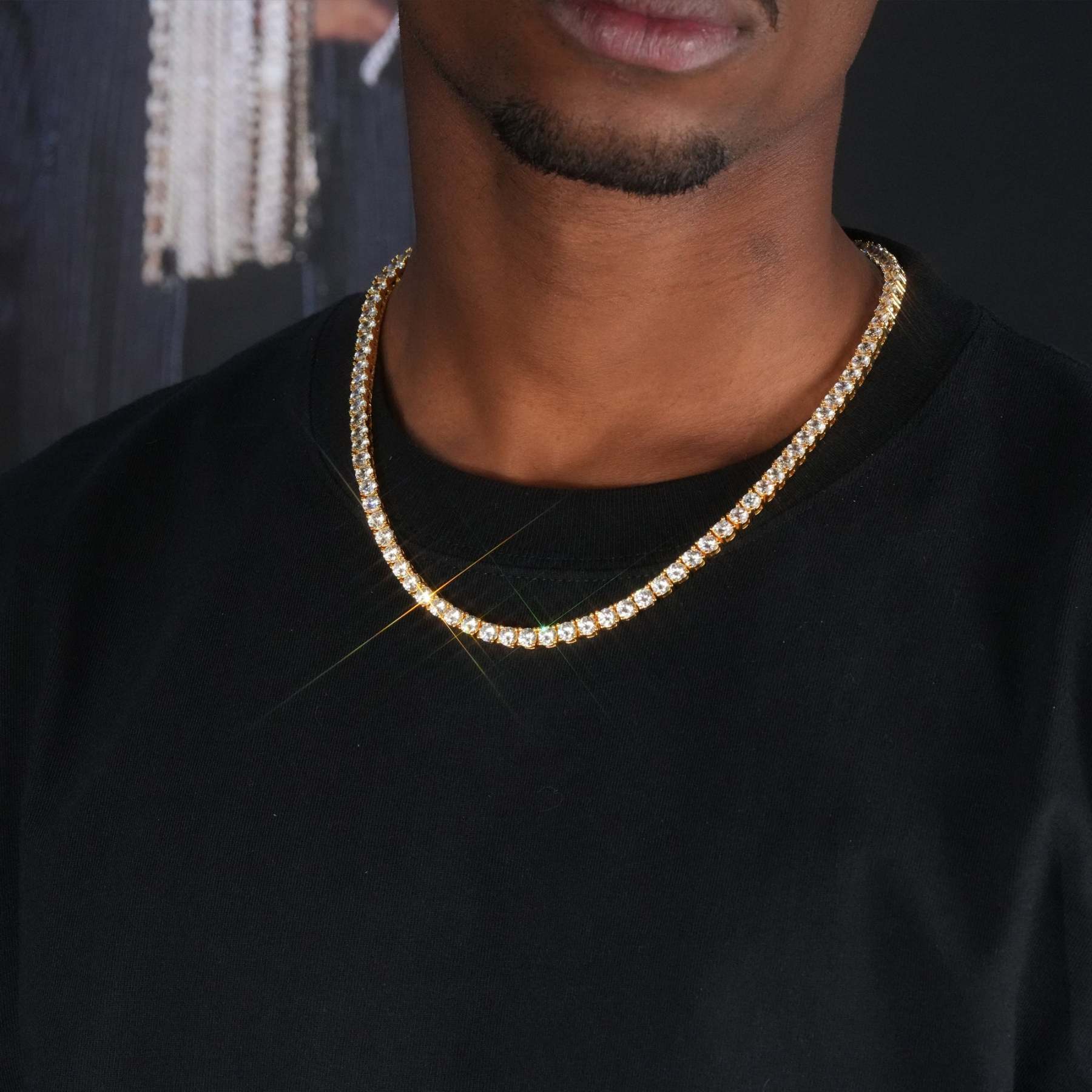 5mm  18K Gold-Plated Iced AAA CZ BlingBling Tennis Chain Single Row