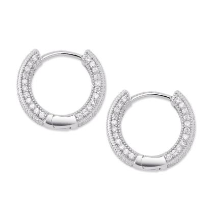 Delzzad S925 Round VVS Synthetic Moissanite Iced Hoop Earring Birthday Valentine's Day Gifts for Men Women