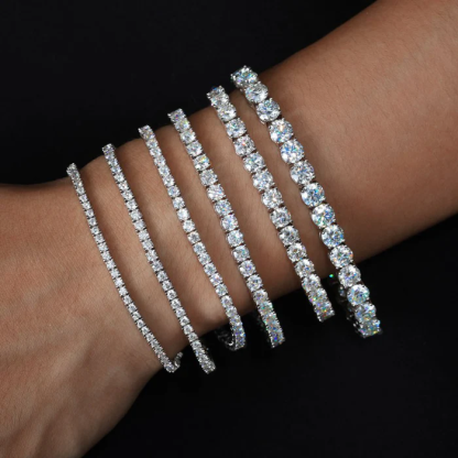 6-8inch and 2-6.5mm Gemstones S925 VVS Synthetic Moissanite Hip Hop Tennis Bracelet