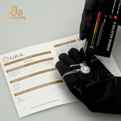 Delzzad S925 Round Synthetic Moissanite Bling Clustered Halo Pendant Necklace