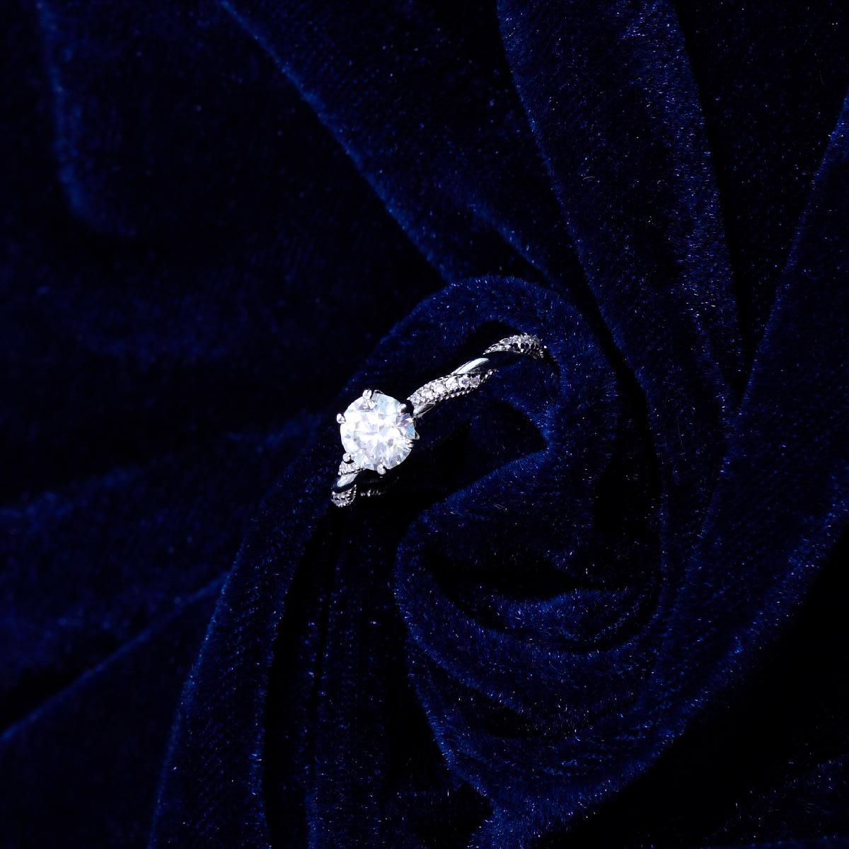 1ct Rope Ring Round Synthetic Moissanite Ring In 925 Sterling Silver Gifts for Men Women