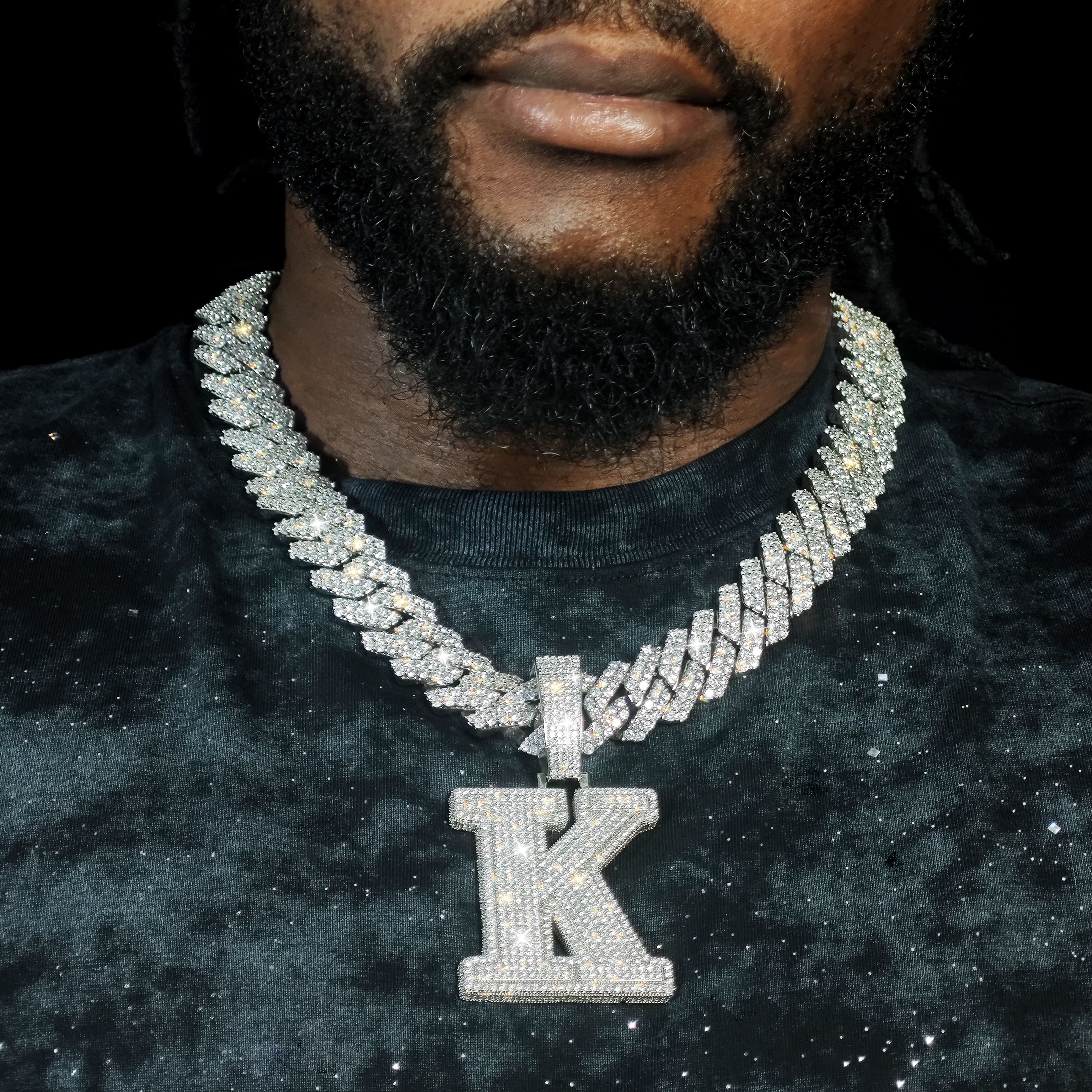 MOISSANITE LETTERS NAME PENDANT WHITE GOLD