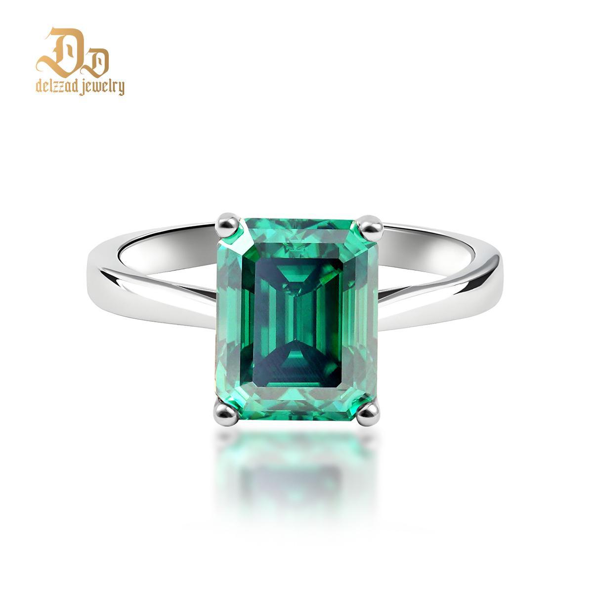 Delzzad 4ct Solitaire Prong Ring Octagon Synthetic Moissanite S925 Ring Band Jewelry Perfect Engagement Anniversary Gift for Men Women Wedding Set