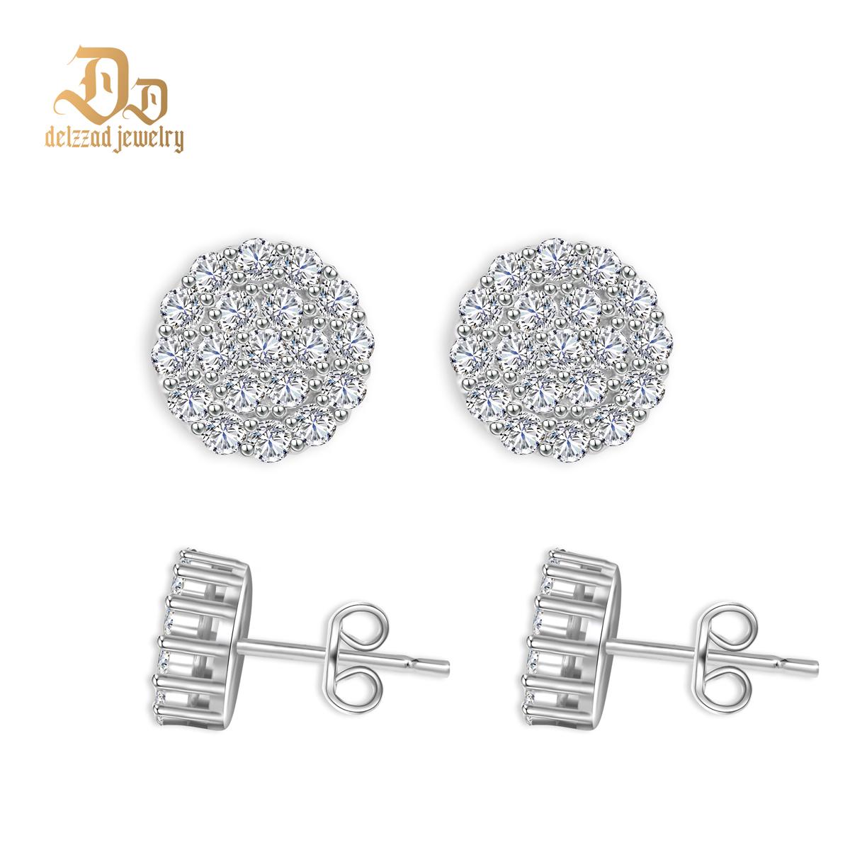 Iced Round Synthetic Moissanite Stud Earrings For Men Women Gift
