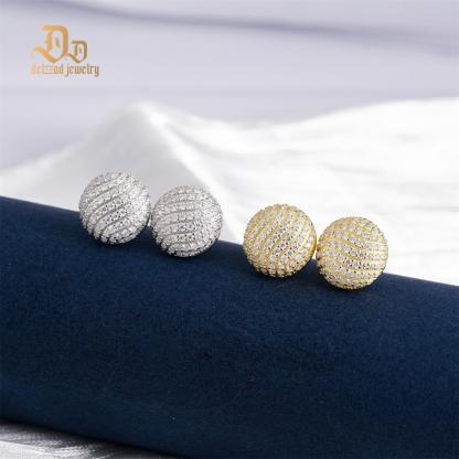 D Color Synthetic Moissanite 1.1ct Round Bling Undular Dome-Shaped Earrings