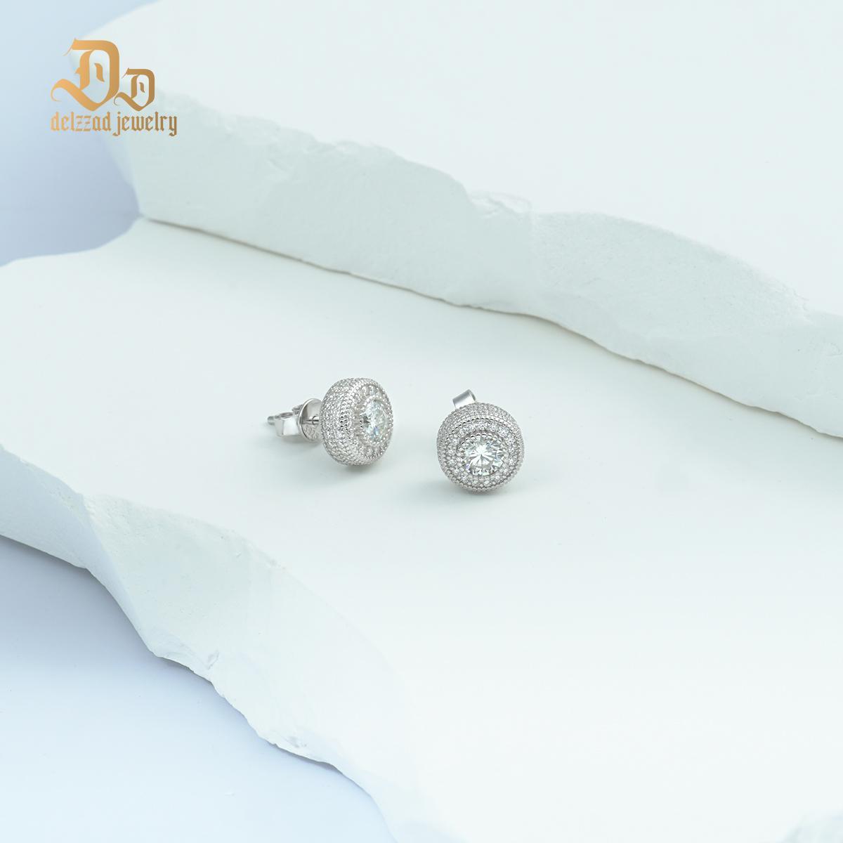 S925 Round Synthetic Moissanite Hip Hop Iced Out Halo Stud Earrings For Men Women Christmas Gifts
