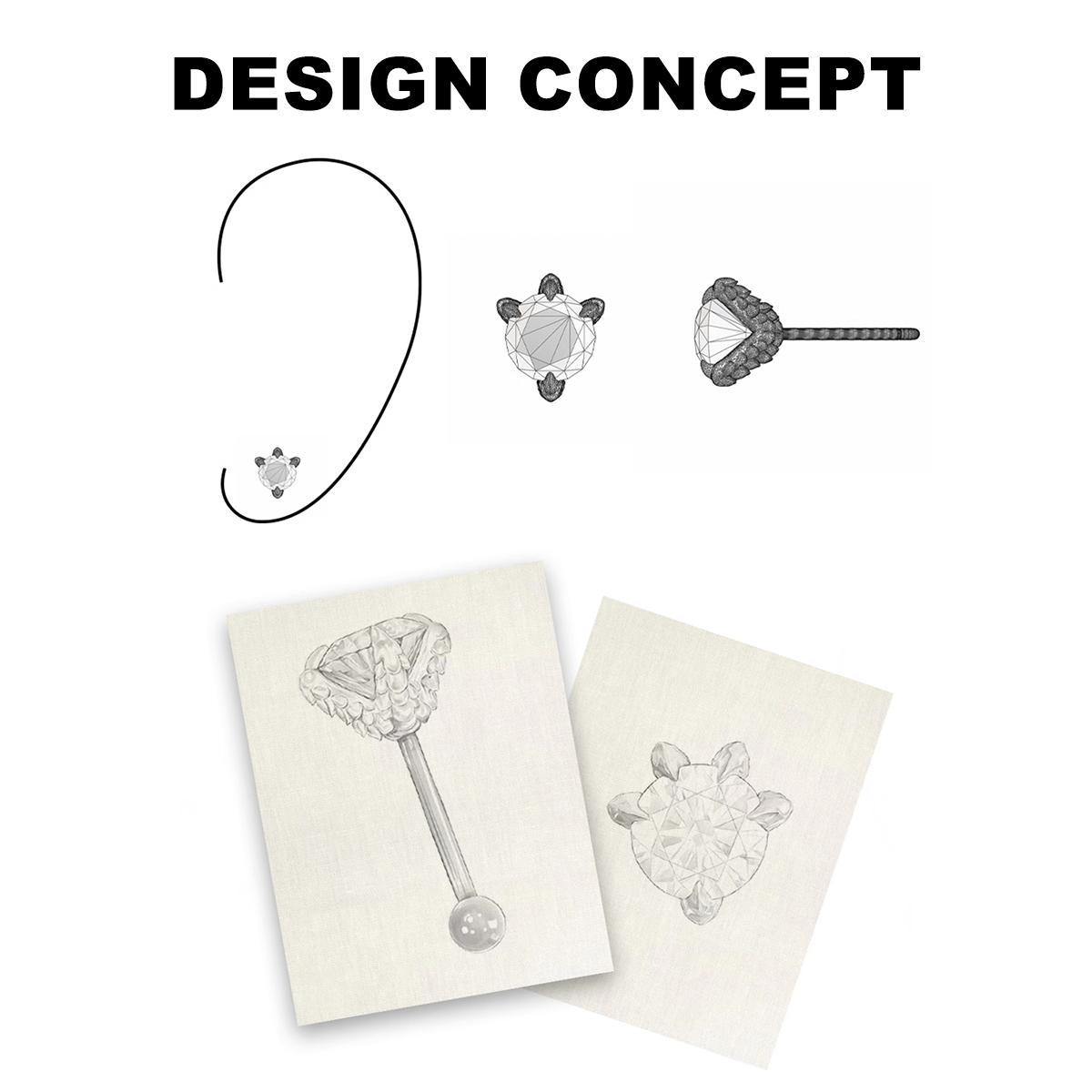 Dragon Claw Prong Earrings S925 VVS Synthetic Moissanite Stud