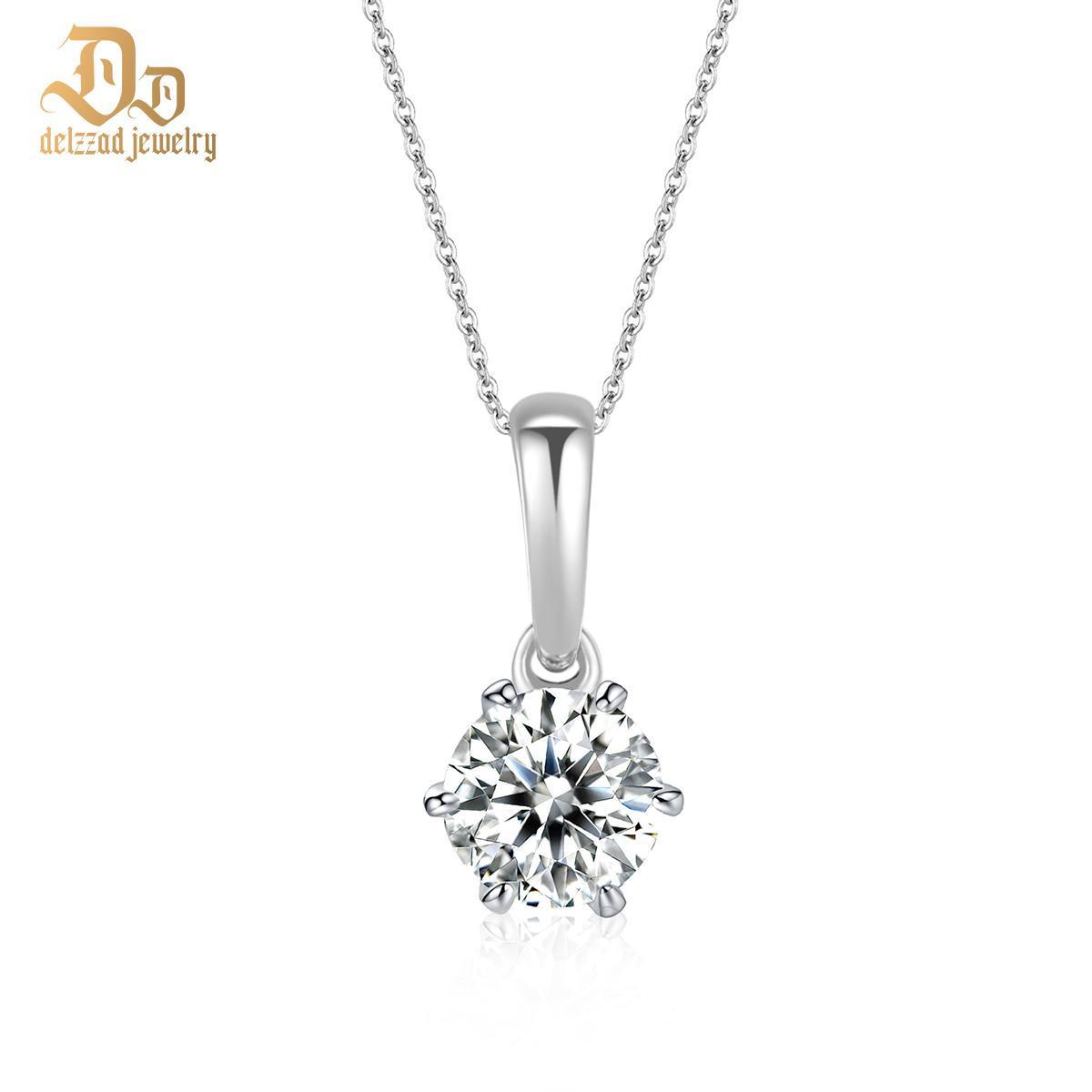 Delzzad S925 Synthetic Moissanite Diverse Sparkling Charm Necklace Pendant Valentine's Day Lover Gifts for Women