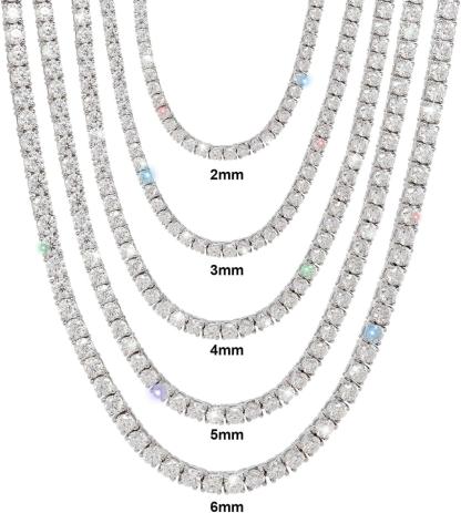 S925 Silver Hip Hop Synthetic Moissanite Tennis Chain