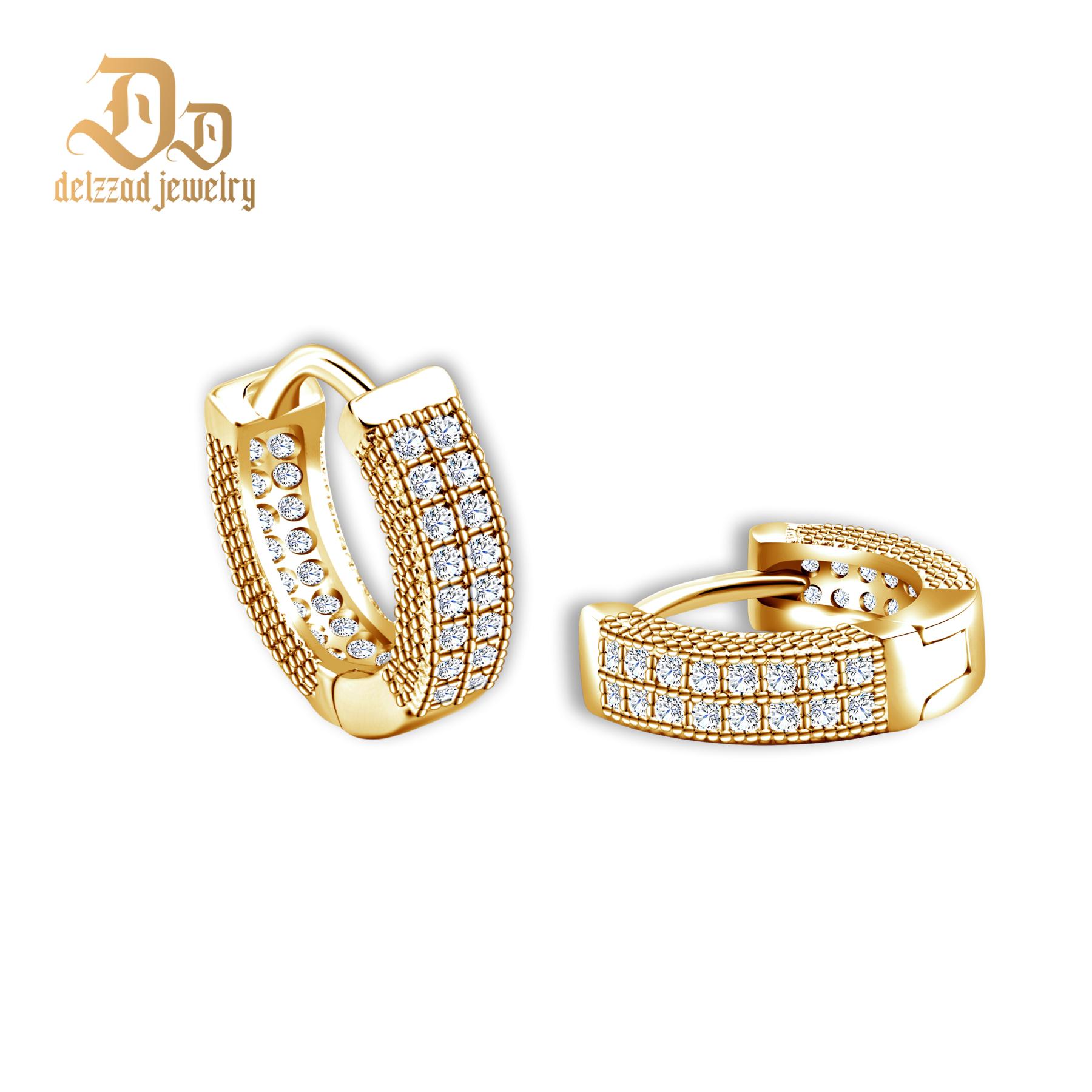 Delzzad S925 Round VVS Synthetic Moissanite Iced Hoop Earring Birthday Valentine's Day Gifts for Men Women