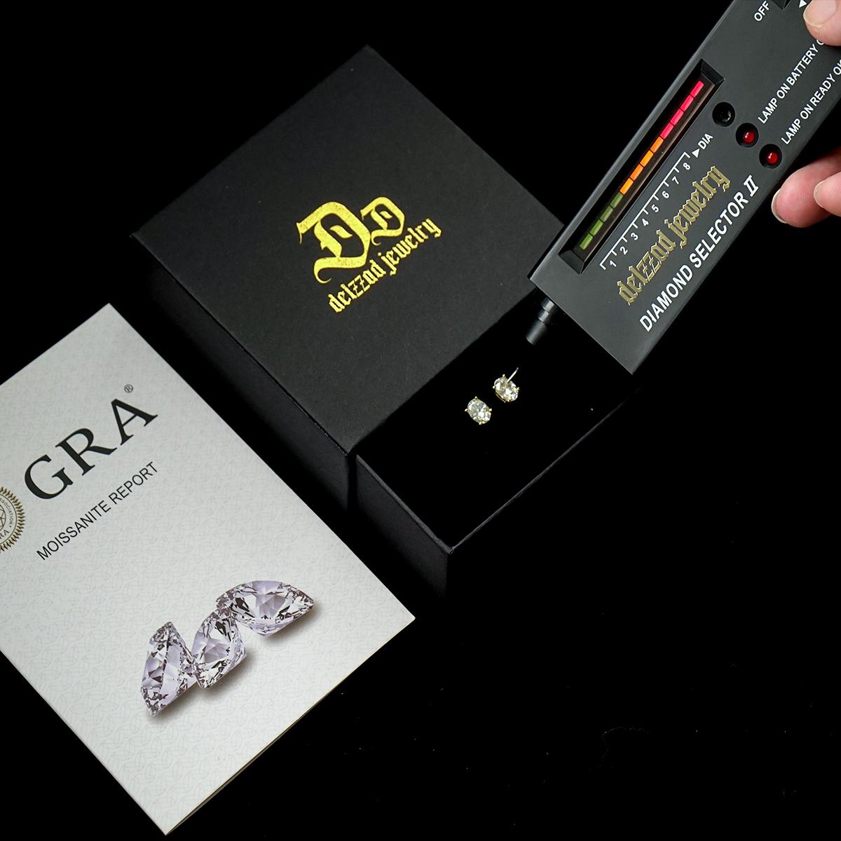 Delzzad S925 Oval Cut Synthetic Moissanite Stud Earrings Gift For Men Women