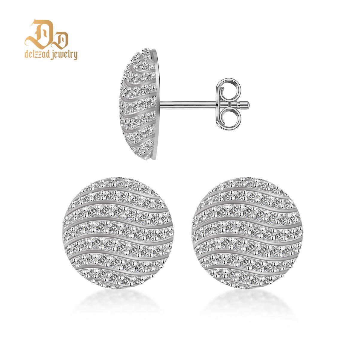 D Color Synthetic Moissanite 1.1ct Round Bling Undular Dome-Shaped Earrings