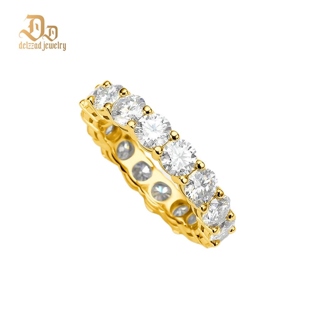 S925 Round VVS Synthetic Moissanite Prong Eternity Wedding Ring Band