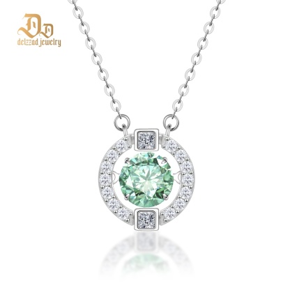 S925 1ct Round Synthetic Moissanite Flickering Halo Pendant Necklace Birthday Mother's Day Gifts