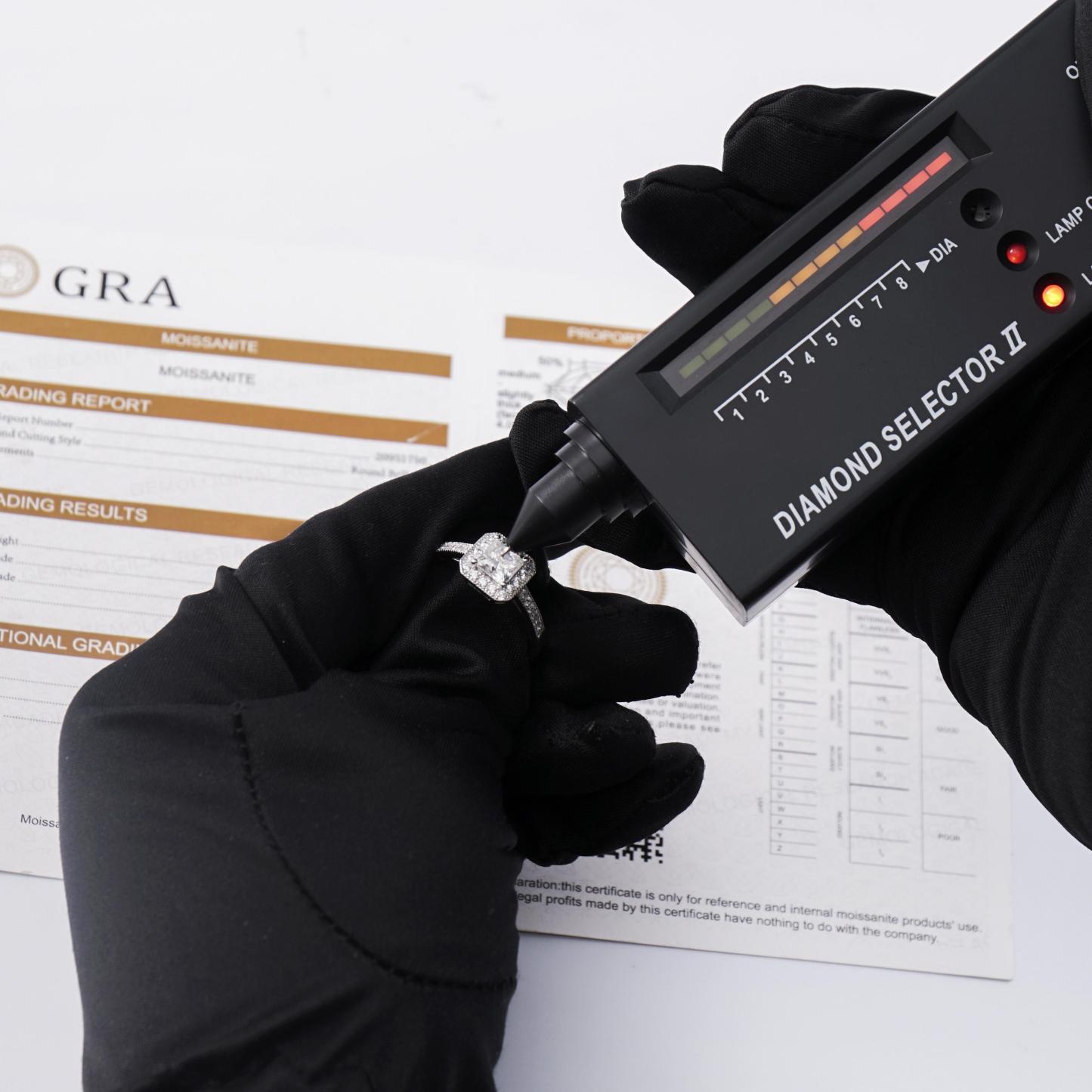 Delzzad 1ct Princess Synthetic Moissanite Halo Ring S925 Ring Band Jewelry Perfect Birthday Engagement Wedding Anniversary Gift