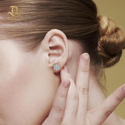 Round Bling Cluster Earrings D Color Synthetic Moissanite S925 Stud Unisex Earrings