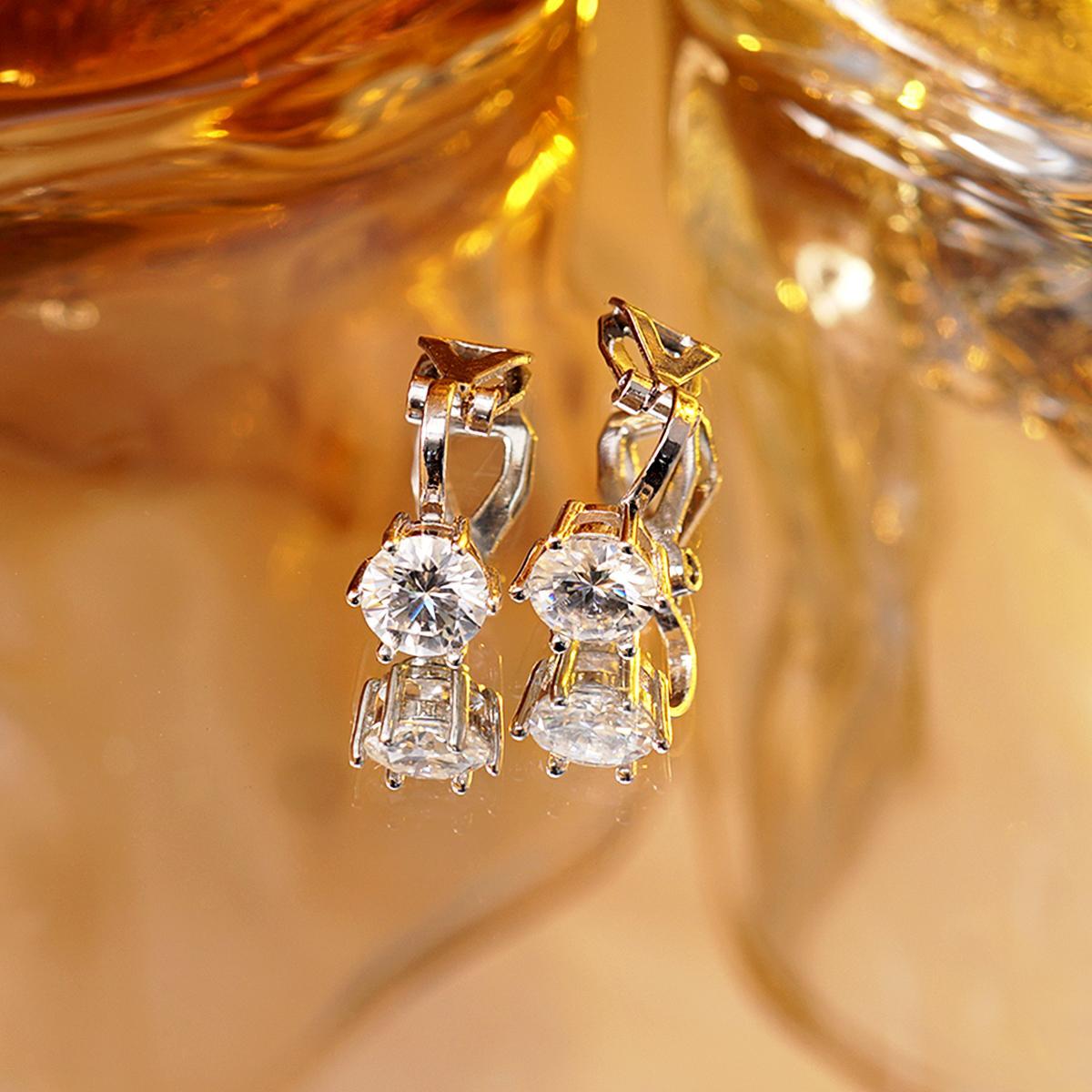 Prong Solitaire Clip-On Earrings S925 VVS Synthetic Moissanite Stud