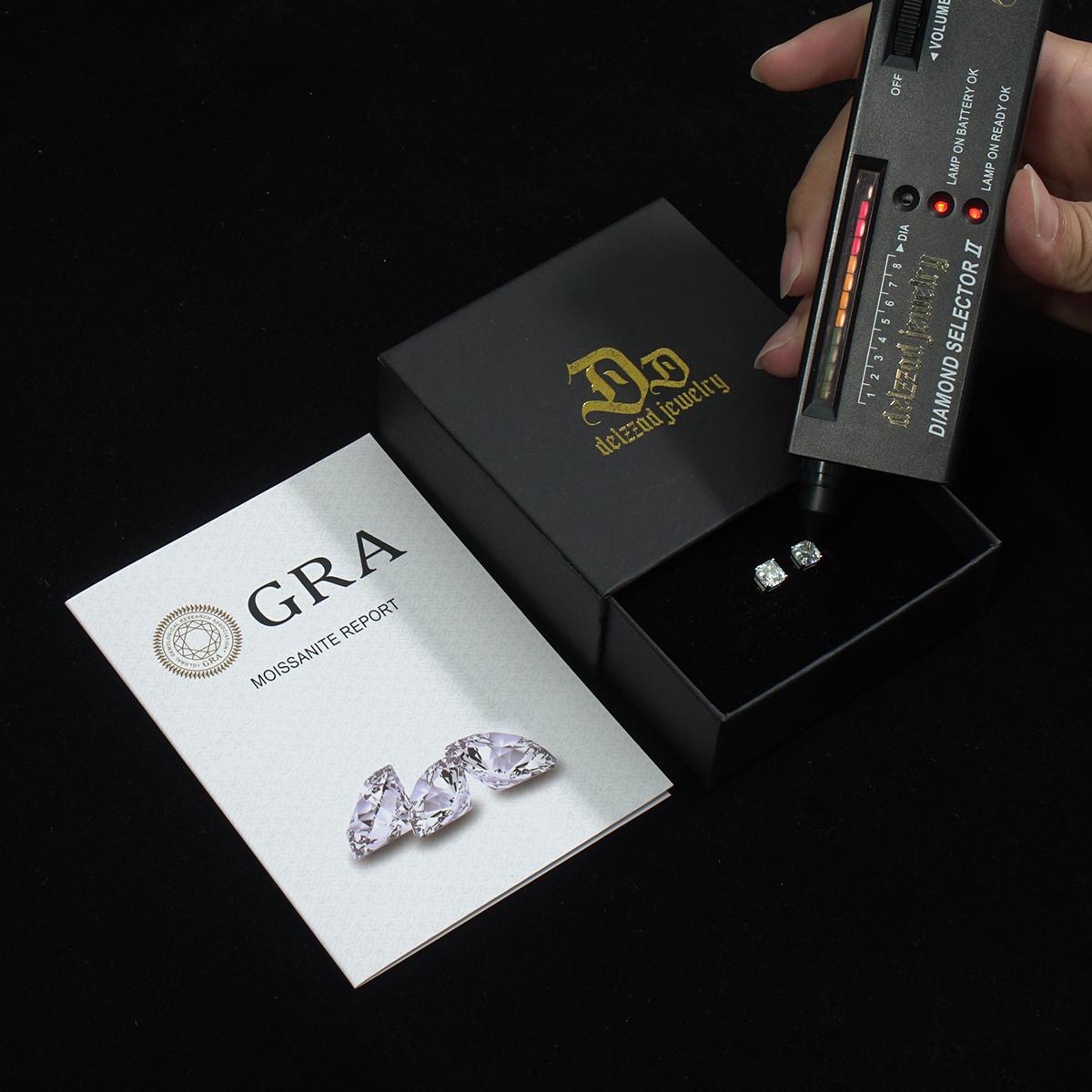 Delzzad S925 Asscher Cut Synthetic Moissanite Prong Stud Earrings For Men Women