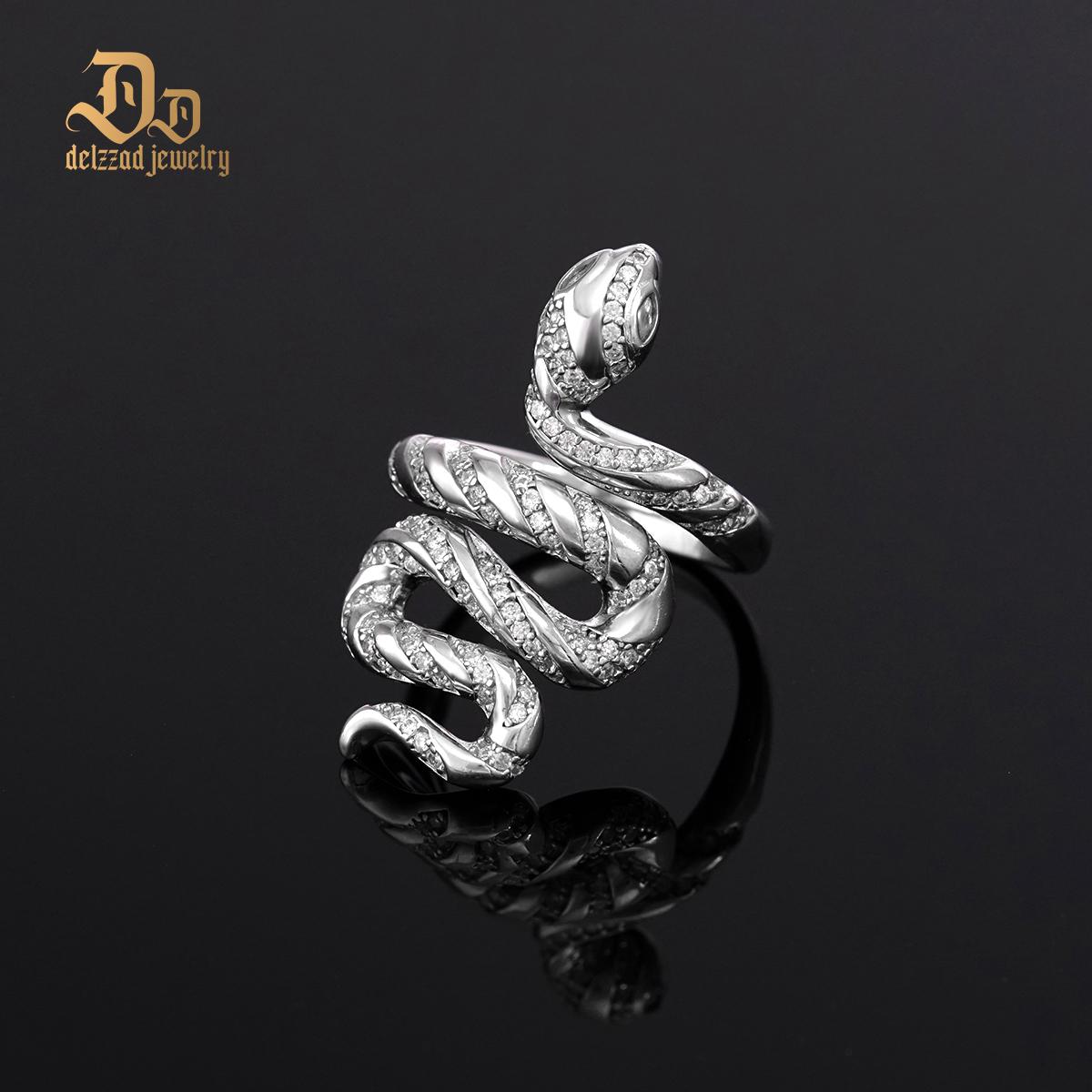 Serpentine Snaked Unisex Ring Moissanite & S925