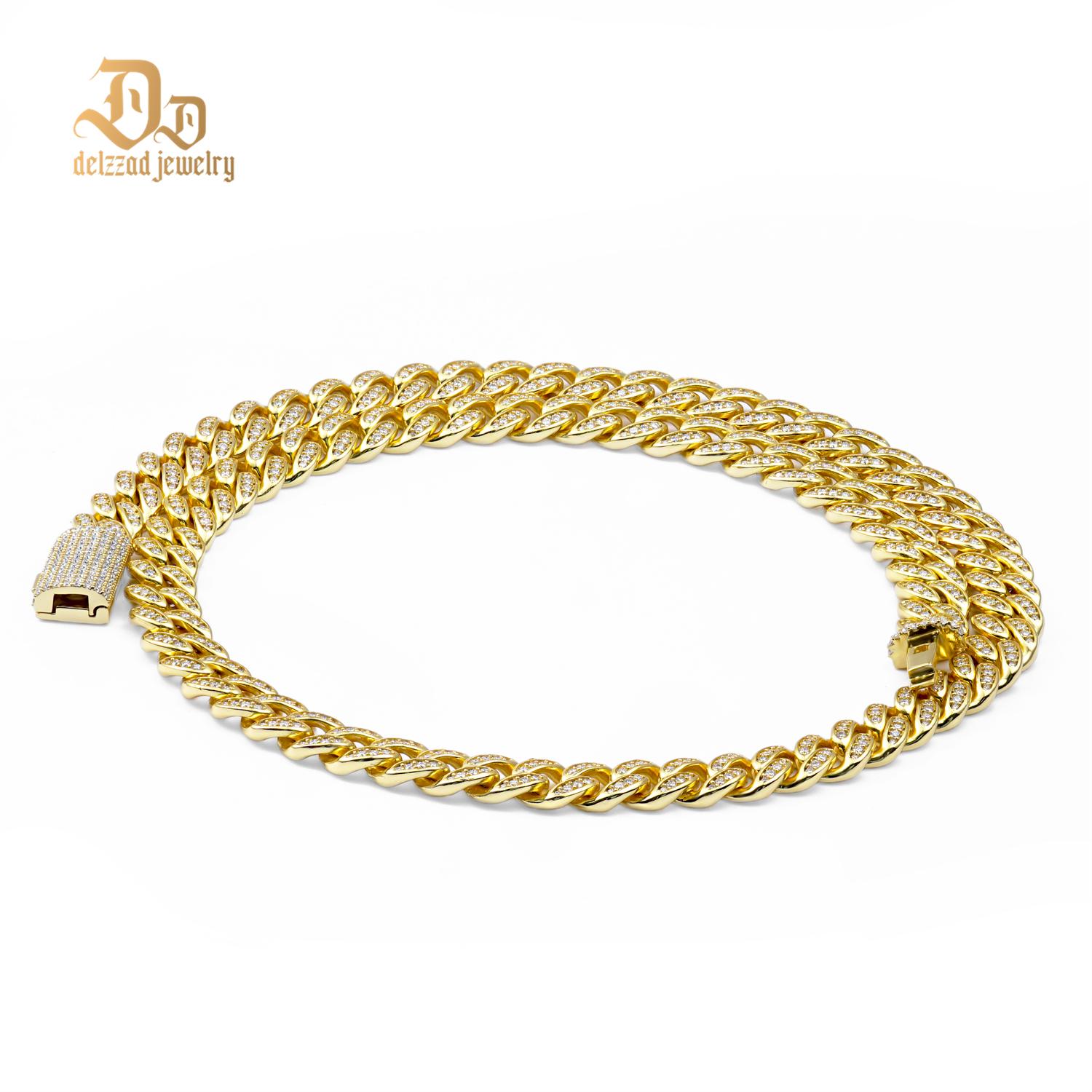 Delzzad Sparkling Hip Hop Cuban Link Bracelet Necklace VVS Synthetic Moissanite S925 Unisex Cuban Chain Perfect for Any Occasion & Everyday Wear Birthday Anniversary Gifts