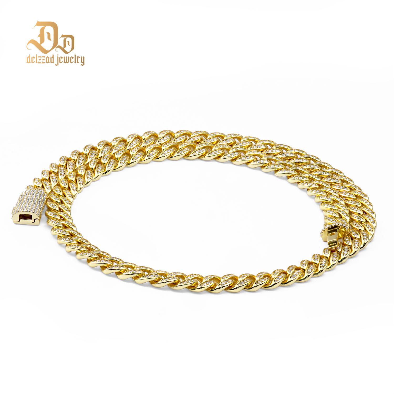 Delzzad Sparkling Hip Hop Cuban Link Bracelet Necklace VVS Synthetic Moissanite S925 Unisex Cuban Chain Perfect for Any Occasion & Everyday Wear Birthday Anniversary Gifts