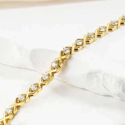 XOXO Infinite Bracelet Eternal Hugs Tennis Bracelet VVS Synthetic Moissanite Copper Chain