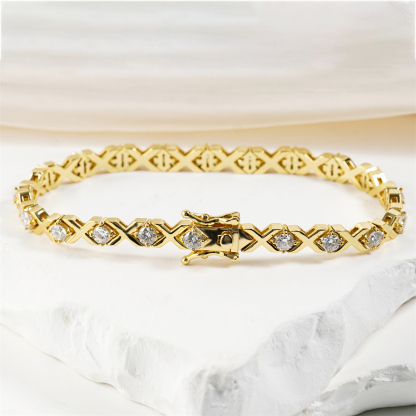 XOXO Infinite Bracelet Eternal Hugs Tennis Bracelet VVS Synthetic Moissanite Copper Chain