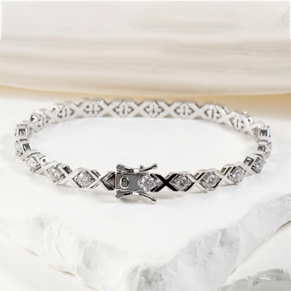 XOXO Infinite Bracelet Eternal Hugs Tennis Bracelet VVS Synthetic Moissanite Copper Chain