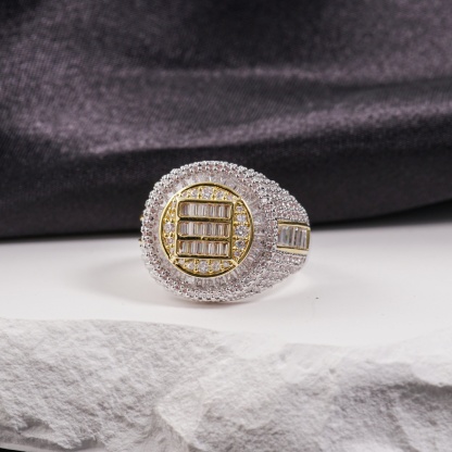 3ct The Sovereign Ring Glacier Band Unisex Fully Iced-out Hip Hop Ring VVS Synthetic Moissanite Ring Jewelry Copper Band